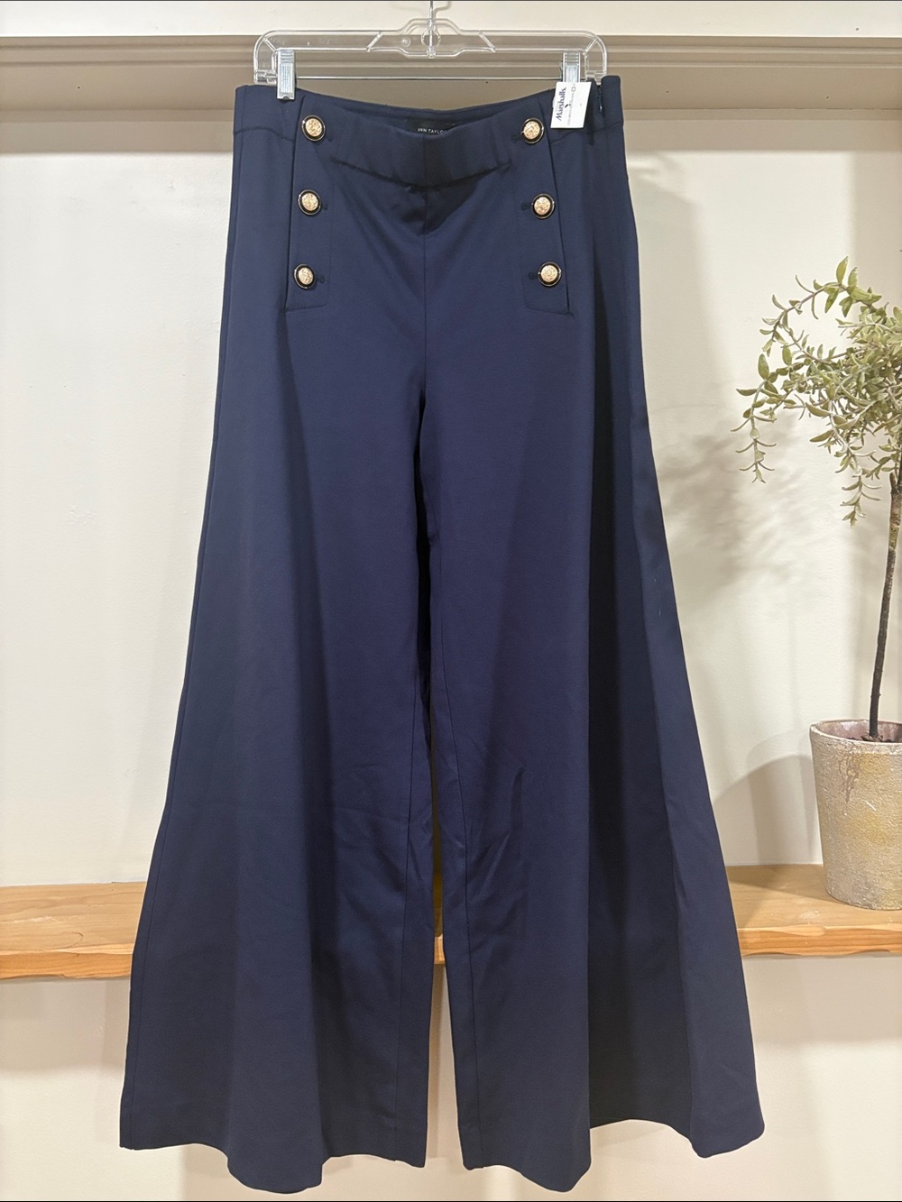 Ann Taylor Navy Blue Wide Leg Pants, Size 14, NWT